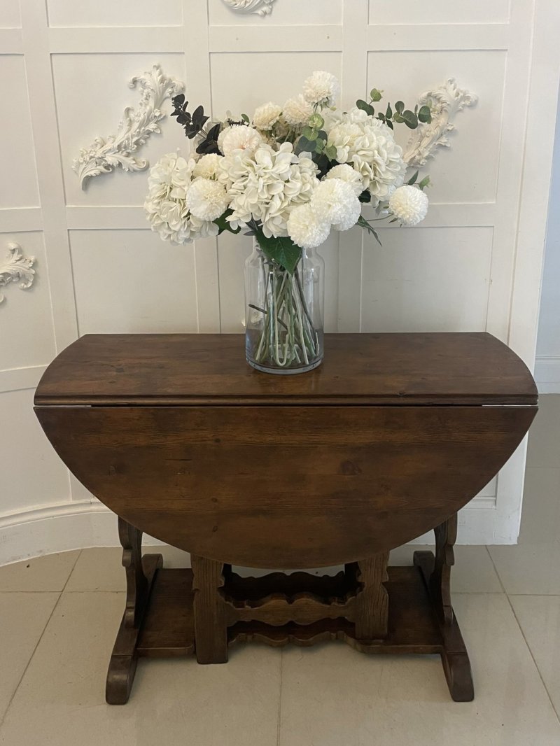 Unusual Antique George III Pine Drop Leaf Table - Image 2